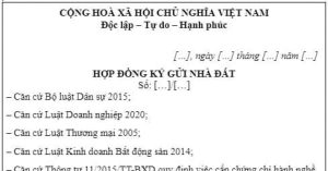 Hợp Đồng Ký Gửi Nhà Đất